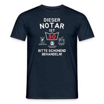 This notary is 50 years old. - Men's T-Shirt - navy - Front - AI Model Male 178 light (178cm)
