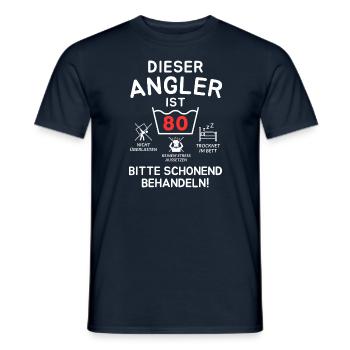 This angler is 80 years old. - Men's T-Shirt - navy - Front - AI Model Male 178 light (178cm)