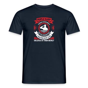 People sleep peaceably in their beds at night - Men's T-Shirt - navy - Front - AI Model Male 178 light (178cm)