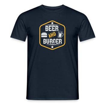 Bière et burger - T-shirt homme - marine - Devant - AI Model Male 178 light (178cm)