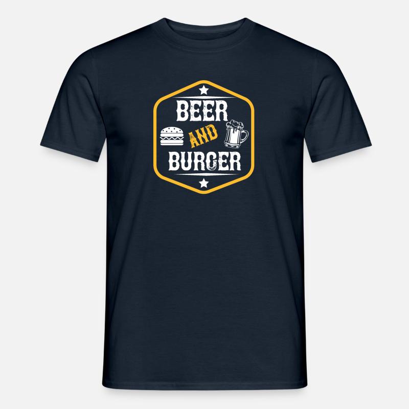 Bier und Burger - Männer T-Shirt - Navy
