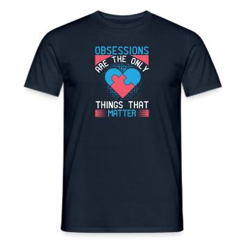 Les obsessions sont les seules choses qui comptent - T-shirt homme - marine - Devant - AI Model Male 178 light (178cm)
