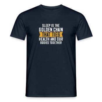 Le sommeil est la chaîne d’or qui lie la santé et - T-shirt homme - marine - Devant - AI Model Male 178 light (178cm)