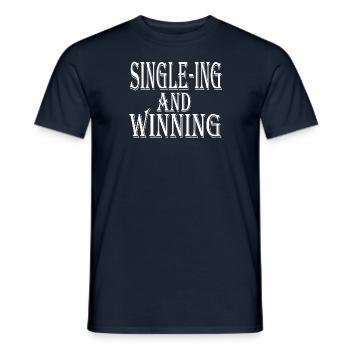 Single-ing und Gewinn Valentinstag 2023 - Männer T-Shirt - Navy - Vorne - AI Model Male 178 light (178cm)