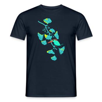 Kingfisher and ginkgo - Men's T-Shirt - navy - Front - AI Model Male 178 light (178cm)