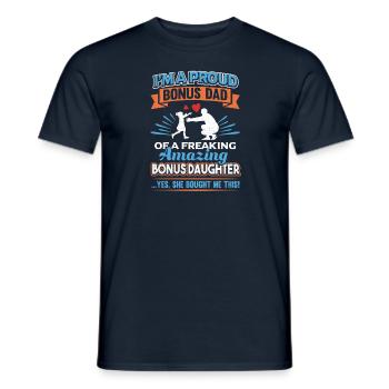Step Father Proud Bonus Dad Amazing Daughter - Men's T-Shirt - navy - Front - AI Model Male 178 light (178cm)