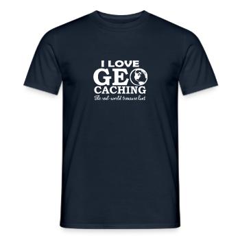 J'aime le géocaching - T-shirt homme - marine - Devant - AI Model Male 178 light (178cm)