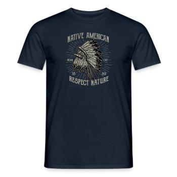Native American Indian Chief - Men's T-Shirt - navy - Front - AI Model Male 178 light (178cm)