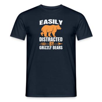 easily distracted by grizzly bears - Men's T-Shirt - navy - Front - AI Model Male 178 light (178cm)
