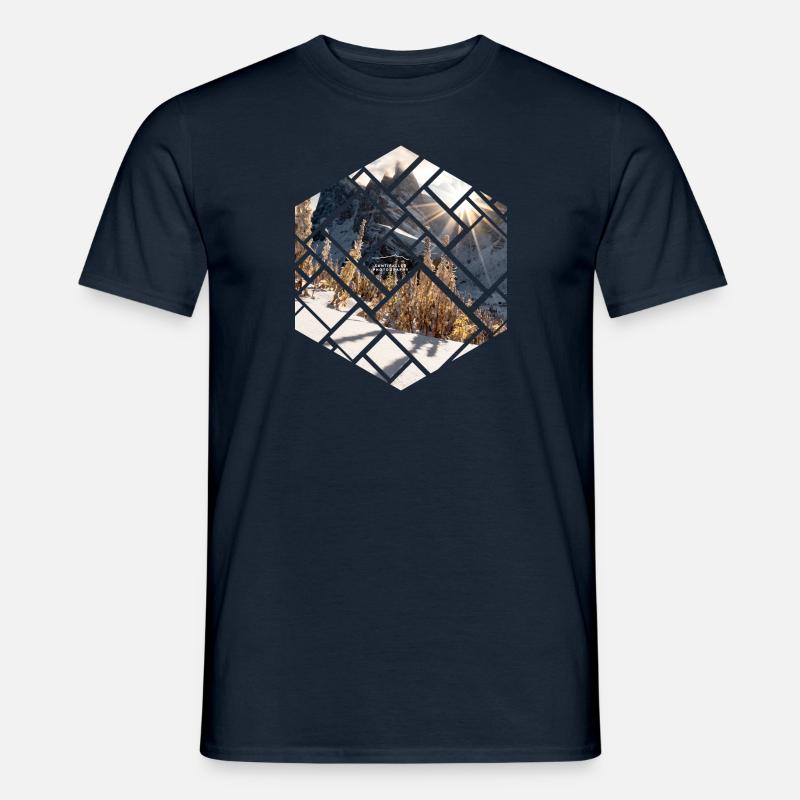Dolomiten Seceda Winterlandschaft - Männer T-Shirt - Navy
