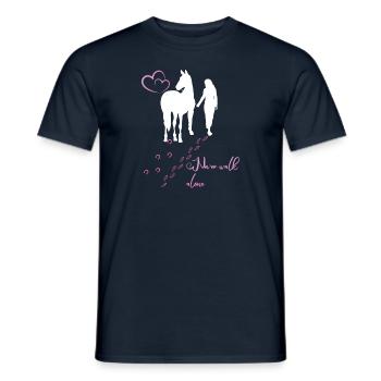 Mädchen, Reiter, Pferde - Never walk alone - Männer T-Shirt - Navy - Vorne - AI Model Male 178 light (178cm)