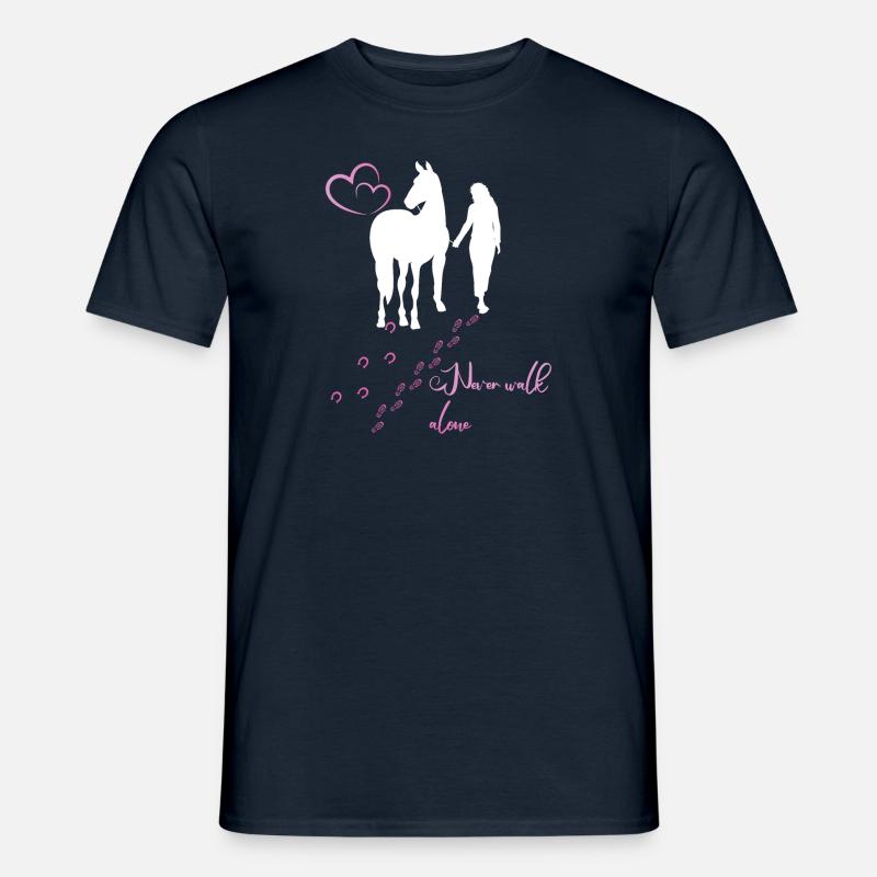 Mädchen, Reiter, Pferde - Never walk alone - Männer T-Shirt - Navy