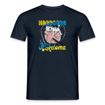 Hardcore Häkeloma - Männer T-Shirt - Navy - Vorne - AI Model Male 178 light (178cm)