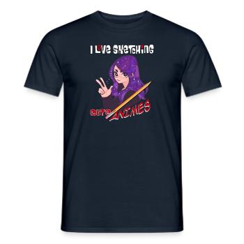 I love to draw cute anime - artists - Men's T-Shirt - navy - Front - AI Model Male 178 light (178cm)