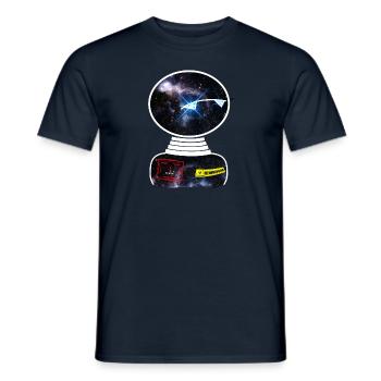 Roboter Weltraum Space beobachtet Warnschild - Männer T-Shirt - Navy - Vorne - AI Model Male 178 light (178cm)