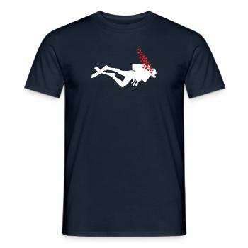 Underwater divers with air bubbles and hearts - Men's T-Shirt - navy - Front - AI Model Male 178 light (178cm)