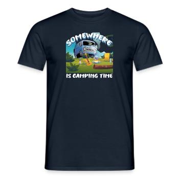 Quelque part, c’est le temps du camping - T-shirt homme - marine - Devant - AI Model Male 178 light (178cm)
