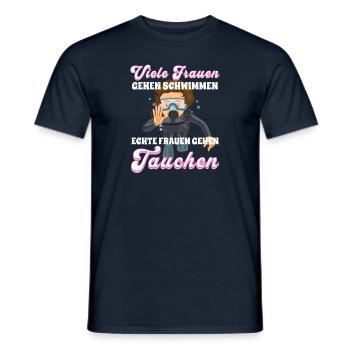 Viele Frauen gehen schwimmen, echte Frauen tauchen - Männer T-Shirt - Navy - Vorne - AI Model Male 178 light (178cm)