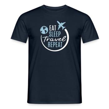 Eat Sleep Travel Repeat Travel Plane Fly - Men's T-Shirt - navy - Front - AI Model Male 178 light (178cm)