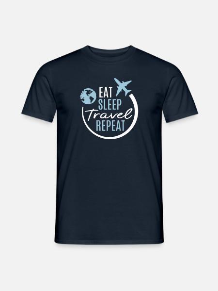Eat Sleep Travel Repeat Travel Avion Fly - T-shirt homme - marine