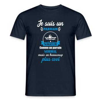 parrain nageur, cadeau natation, nageur, original - T-shirt homme - marine - Devant - AI Model Male 178 light (178cm)