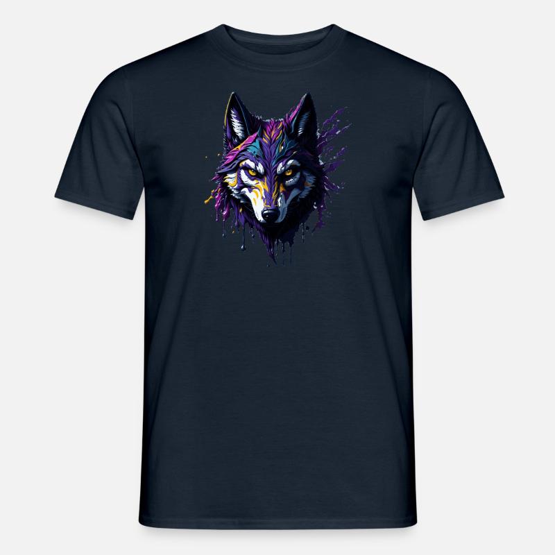 Kunst Pop Art Wolf - Männer T-Shirt - Navy