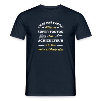 t shirt super tonton agriculteur cadeau humour - T-shirt homme - marine - Devant - AI Model Male 178 light (178cm)