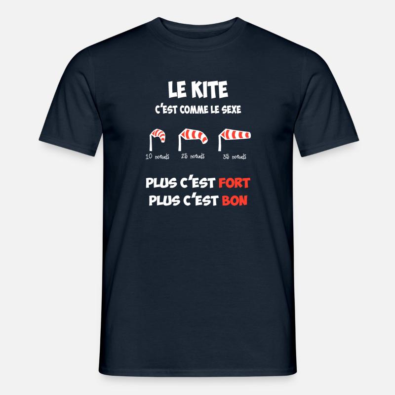 Le kite c'est comme le s***, plus c'est ... - T-shirt homme - marine