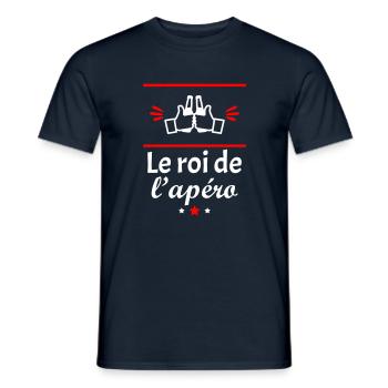 Le roi de l'apéro, humour, citation, idée cadeau - T-shirt homme - marine - Devant - AI Model Male 178 light (178cm)
