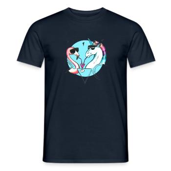 Cool flamingo and unicorn - Men's T-Shirt - navy - Front - AI Model Male 178 light (178cm)