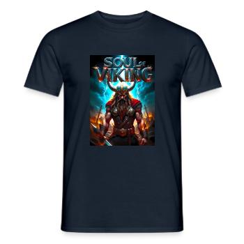 "Soul of Viking : Légende des Dieux et Guerriers" - T-shirt homme - marine - Devant - AI Model Male 178 light (178cm)