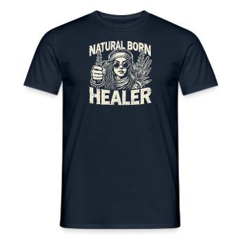 Natural Born Healer - Street Art-Inspired Design - Men's T-Shirt - navy - Front - AI Model Male 178 light (178cm)