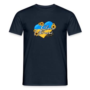 Slava Ukraini - Männer T-Shirt - Navy - Vorne - AI Model Male 178 light (178cm)