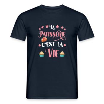 La pâtisserie c'est la vie .cadeau pâtisserie - T-shirt homme - marine - Devant - AI Model Male 178 light (178cm)