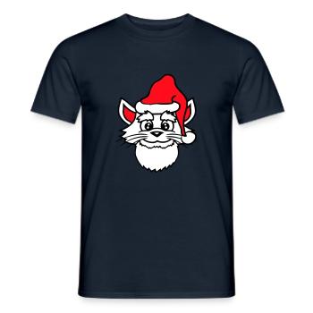 Weihnachtsmann Katze Winter Weihnachten Mütze Kopf - Männer T-Shirt - Navy - Vorne - AI Model Male 178 light (178cm)