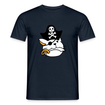 Süße Pirat Katze Seeräuber Augenklappe Hut Säbel - Männer T-Shirt - Navy - Vorne - AI Model Male 178 light (178cm)