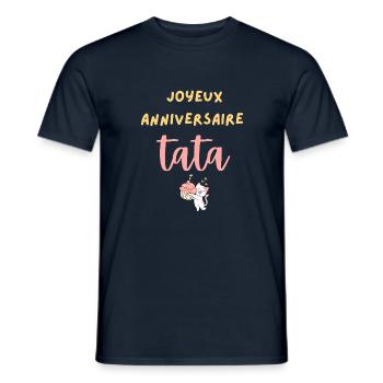joyeux anniversaire Tata - happy birthday - T-shirt homme - marine - Devant - AI Model Male 178 light (178cm)
