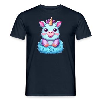 Cochon Licorne - Mignon Fusion Animale Mythique - T-shirt homme - marine - Devant - AI Model Male 178 light (178cm)