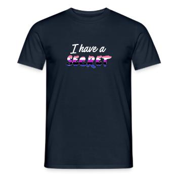 I have a secret, Genderfluid - Men's T-Shirt - navy - Front - AI Model Male 178 light (178cm)