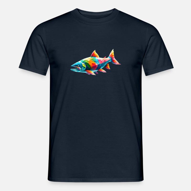 Lachs geometrisch - Männer T-Shirt - Navy