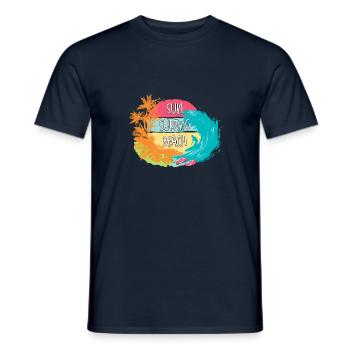 Feel the rhythm of the sun, surf, and beach. - Men's T-Shirt - navy - Front - AI Model Male 178 light (178cm)