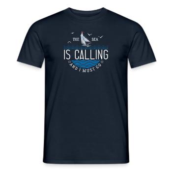 The Sea Is Calling And I Must Go - Men's T-Shirt - navy - Front - AI Model Male 178 light (178cm)