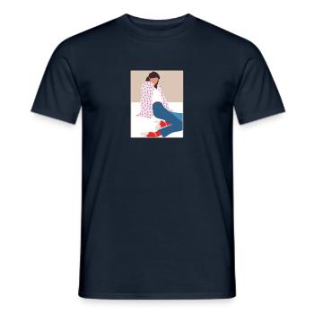 Fille de bande dessinée de haute couture - T-shirt homme - marine - Devant - AI Model Male 178 light (178cm)