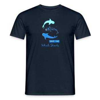 Sauvez la chemise des requins baleines - T-shirt homme - marine - Devant - AI Model Male 178 light (178cm)