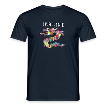 Imagine Fantasy Dragon Tattoo Style Design - T-shirt homme - marine - Devant - AI Model Male 178 light (178cm)