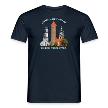 Drei Türme Stadt Auerbach - Männer T-Shirt - Navy - Vorne - AI Model Male 178 light (178cm)