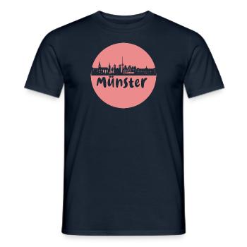 Münster, kreis, skyline, coupe aux ciseaux, abricot - T-shirt homme - marine - Devant - AI Model Male 178 light (178cm)