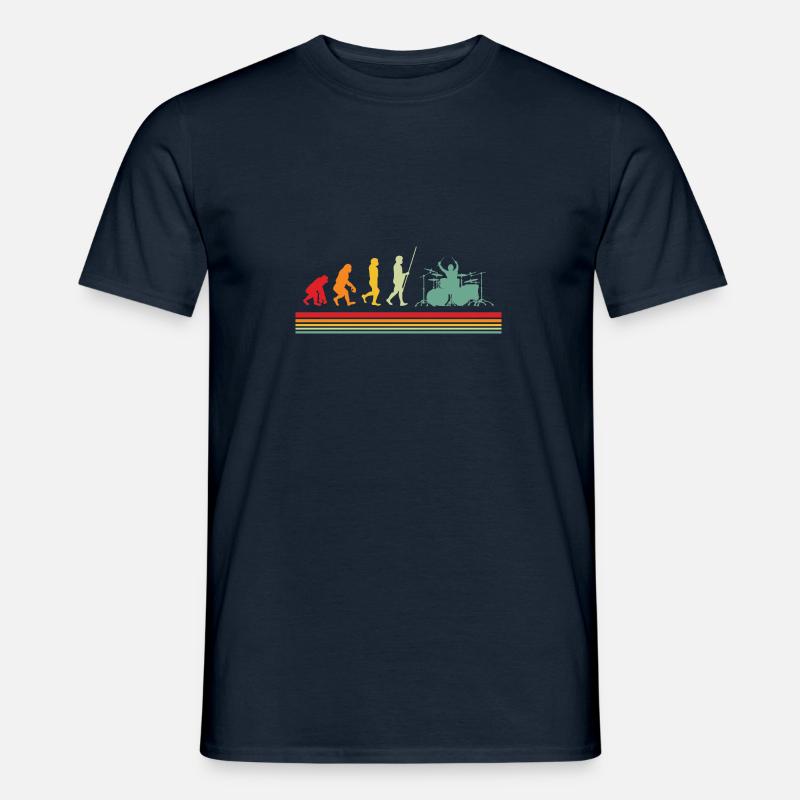 Schlagzeuger Evolution Drummer Retro Schlagzeug - Männer T-Shirt - Navy