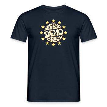 defend democracy Europe - Men's T-Shirt - navy - Front - AI Model Male 178 light (178cm)
