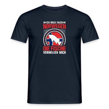 Angeltour Norwegen Angeln in Norwegen - Männer T-Shirt - Navy - Vorne - AI Model Male 178 light (178cm)
